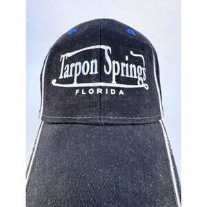Tarpon Springs Florida Cap Men's S/M Stretch-fit Black & Blue Baseball Hat